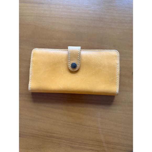Portland Leather Goods Snap Wallet Mustard Yellow Leather Card Holder Zip - Picture 1 of 7
